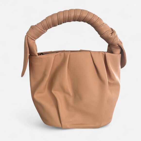 Staud Dani Pleated Leather Bucket Bag – Neutral Luxe Minimalist Style like new - Picture 3 of 8